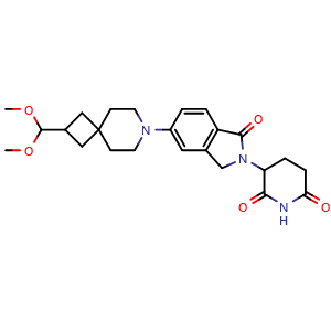 Chemical structure of 3-(5-(2-(dimethoxymethyl)-7-azaspiro[3.5]nonan-7-yl)-1-oxo-2,3-dihydro-1H-isoindol-2-yl)piperidine-2,6-dione , AChemBlock AD271805