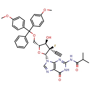 N-(9-((2R,3R,4R,5R)-5-((bis(4-methoxyphenyl)(phenyl)methoxy)methyl)-3-ethynyl-3-fluoro-4-hydroxytetrahydrofuran-2-yl)-6-oxo-6,9-dihydro-1H-purin-2-yl)isobutyramide
