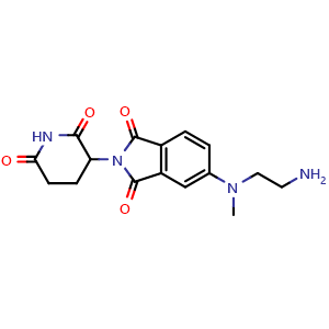 Chemical structure of 5-[(2-aminoethyl)(methyl)amino]-2-(2,6-dioxopiperidin-3-yl)-2,3-dihydro-1H-isoindole-1,3-dione , AChemBlock AD271836