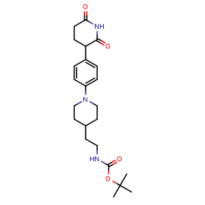 Chemical structure of tert-butyl N-(2-(1-(4-(2,6-dioxopiperidin-3-yl)phenyl)piperidin-4-yl)ethyl)carbamate , AChemBlock AD271860