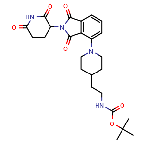 Chemical structure of tert-butyl N-(2-(1-(2-(2,6-dioxopiperidin-3-yl)-1,3-dioxo-2,3-dihydro-1H-isoindol-4-yl)piperidin-4-yl)ethyl)carbamate , AChemBlock AD271861