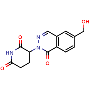 Chemical structure of 3-(6-(hydroxymethyl)-1-oxophthalazin-2(1H)-yl)piperidine-2,6-dione , AChemBlock AD271863