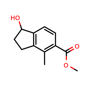 Chemical structure of methyl 1-hydroxy-4-methyl-2,3-dihydro-1H-indene-5-carboxylate , AChemBlock AD271867