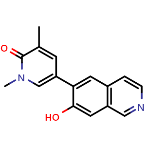 Chemical structure of 5-(7-hydroxyisoquinolin-6-yl)-1,3-dimethyl-1,2-dihydropyridin-2-one , AChemBlock AD271878