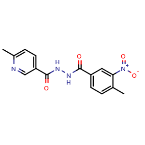 Chemical structure of 6-methyl-N'-(4-methyl-3-nitrobenzoyl)pyridine-3-carbohydrazide , AChemBlock AD271881
