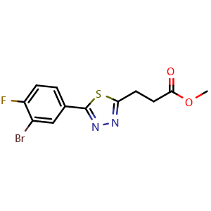 Chemical structure of methyl 3-(5-(3-bromo-4-fluorophenyl)-1,3,4-thiadiazol-2-yl)propanoate , AChemBlock AD271886