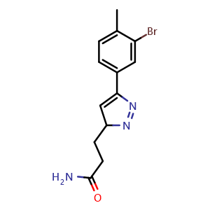 Chemical structure of 3-(5-(3-bromo-4-methylphenyl)-3H-pyrazol-3-yl)propanamide , AChemBlock AD271887