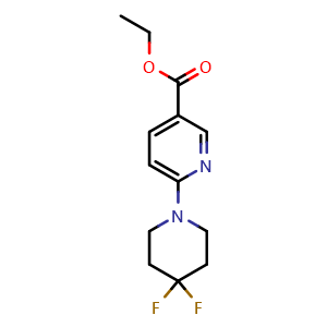 Chemical structure of Ethyl 6-(4,4-difluoropiperidin-1-yl)pyridine-3-carboxylate , AChemBlock AD271893