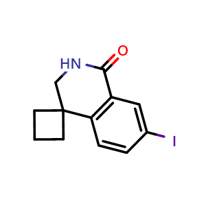Chemical structure of 7'-iodo-2',3'-dihydro-1'H-spiro[cyclobutane-1,4'-isoquinolin]-1'-one , AChemBlock AD271901