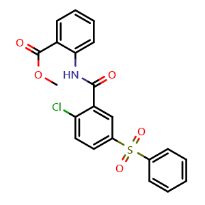 Chemical structure of Methyl 2-(5-(benzenesulfonyl)-2-chlorobenzamido)benzoate , AChemBlock AD271915