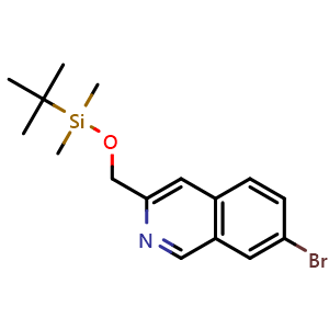 Chemical structure of 7-Bromo-3-{[(tert-butyldimethylsilyl)oxy]methyl}isoquinoline , AChemBlock AD271916
