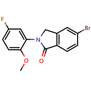 Chemical structure of 5-bromo-2-(5-fluoro-2-methoxyphenyl)-2,3-dihydro-1H-isoindol-1-one , AChemBlock AD271929