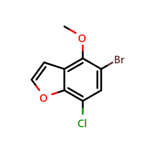 Chemical structure of 5-bromo-7-chloro-4-methoxybenzofuran , AChemBlock AD271931