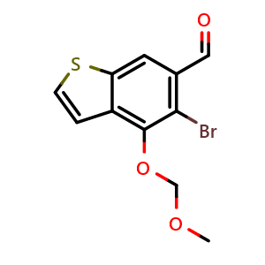 Chemical structure of 5-bromo-4-(methoxymethoxy)benzo[b]thiophene-6-carbaldehyde , AChemBlock AD271934