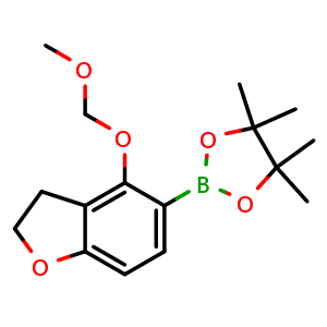Chemical structure of 2-(4-(methoxymethoxy)-2,3-dihydrobenzofuran-5-yl)-4,4,5,5-tetramethyl-1,3,2-dioxaborolane , AChemBlock AD271936