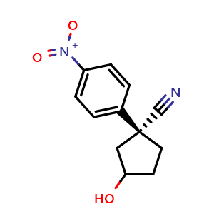 Chemical structure of (1R)-3-hydroxy-1-(4-nitrophenyl)cyclopentane-1-carbonitrile , AChemBlock AD271942