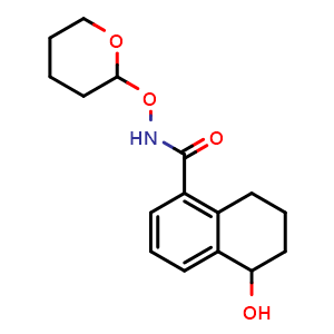 Chemical structure of 5-hydroxy-N-((tetrahydro-2H-pyran-2-yl)oxy)-5,6,7,8-tetrahydronaphthalene-1-carboxamide , AChemBlock AD271953