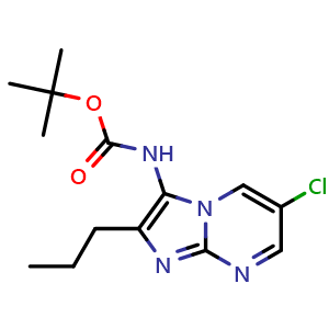 Chemical structure of tert-butyl (6-chloro-2-propylimidazo[1,2-a]pyrimidin-3-yl)carbamate , AChemBlock AD271954