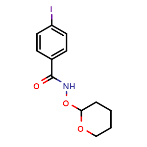 Chemical structure of 4-iodo-N-((tetrahydro-2H-pyran-2-yl)oxy)benzamide , AChemBlock AD271955
