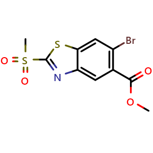 Chemical structure of Methyl 6-bromo-2-(methylsulfonyl)benzo[d]thiazole-5-carboxylate , AChemBlock AD271957