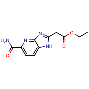 Chemical structure of ethyl 2-(5-carbamoyl-1H-imidazo[4,5-b]pyridin-2-yl)acetate , AChemBlock AD271964