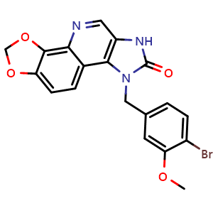 Chemical structure of 8-(4-bromo-3-methoxybenzyl)-6,8-dihydro-7H-[1,3]dioxolo[4,5-h]imidazo[4,5-c]quinolin-7-one , AChemBlock AD271965