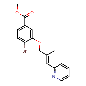 Chemical structure of methyl (E)-4-bromo-3-((2-methyl-3-(pyridin-2-yl)allyl)oxy)benzoate , AChemBlock AD271967