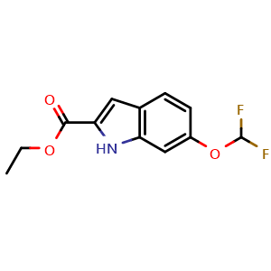 Chemical structure of Eethyl 6-(difluoromethoxy)-1H-indole-2-carboxylate , AChemBlock AD271973
