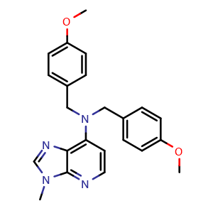 Chemical structure of N,N-Bis[(4-methoxyphenyl)methyl]-3-methyl-3H-imidazo[4,5-b]pyridin-7-amine , AChemBlock AD271975