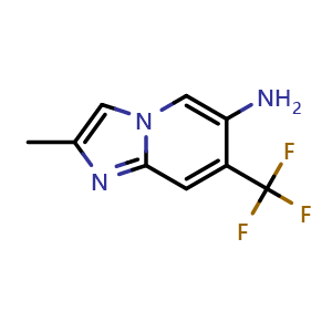 Chemical structure of 2-Methyl-7-(trifluoromethyl)imidazo[1,2-a]pyridin-6-amine , AChemBlock AD271976