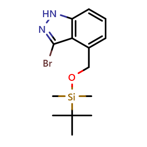 Chemical structure of 3-Bromo-4-(((tert-Butyldimethylsilyl)oxy)methyl)-1H-indazole , AChemBlock AD271993