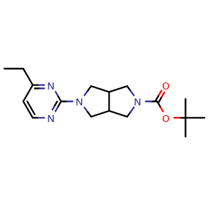 Chemical structure of tert-butyl 5-(4-ethylpyrimidin-2-yl)hexahydropyrrolo[3,4-c]pyrrole-2(1H)-carboxylate , AChemBlock AD272003