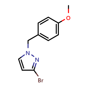 Chemical structure of 3-bromo-1-[(4-methoxyphenyl)methyl]-1H-pyrazole , AChemBlock AD272008