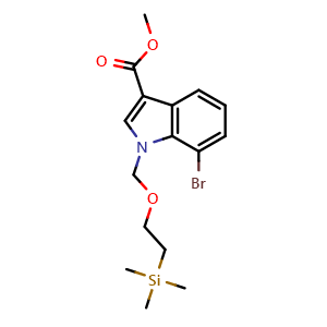 Chemical structure of methyl 7-bromo-1-[(2-(trimethylsilyl)ethoxy)methyl]-1H-indole-3-carboxylate , AChemBlock AD272010