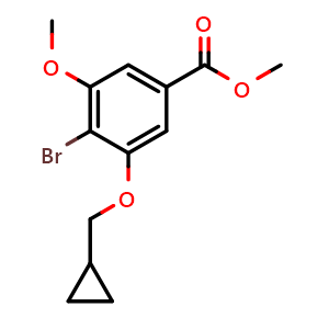 Chemical structure of methyl 4-bromo-3-(cyclopropylmethoxy)-5-methoxybenzoate , AChemBlock AD272012