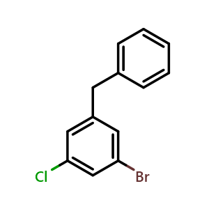 Chemical structure of 1-benzyl-3-bromo-5-chlorobenzene , AChemBlock AD272013