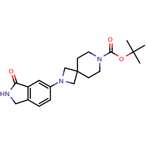 Chemical structure of tert-butyl 2-(3-oxoisoindolin-5-yl)-2,7-diazaspiro[3.5]nonane-7-carboxylate , AChemBlock AD272018