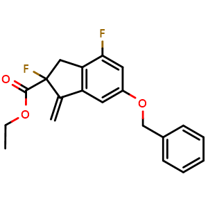 Chemical structure of ethyl 6-(benzyloxy)-2,4-difluoro-1-methylene-2,3-dihydro-1H-indene-2-carboxylate , AChemBlock AD272025
