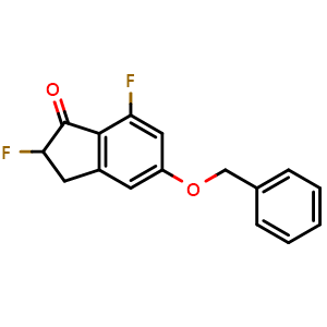 Chemical structure of 5-(benzyloxy)-2,7-difluoro-2,3-dihydro-1H-inden-1-one , AChemBlock AD272026