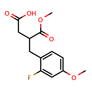 Chemical structure of 3-(2-fluoro-4-methoxybenzyl)-4-methoxy-4-oxobutanoic acid , AChemBlock AD272027
