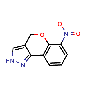 Chemical structure of 6-nitro-2,4-dihydrochromeno[4,3-c]pyrazole , AChemBlock AD272031