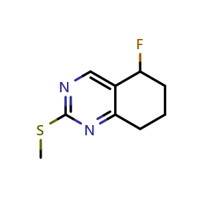 Chemical structure of 5-fluoro-2-(methylsulfanyl)-5,6,7,8-tetrahydroquinazoline , AChemBlock AD272035