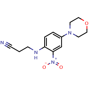 Chemical structure of 3-((4-morpholino-2-nitrophenyl)amino)propanenitrile , AChemBlock AD272056