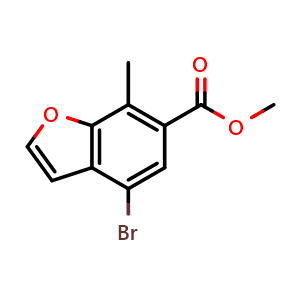 Chemical structure of methyl 4-bromo-7-methyl-1-benzofuran-6-carboxylate , AChemBlock AD272066