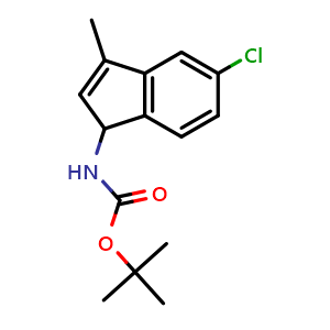 Chemical structure of tert-Butyl N-(5-chloro-3-methyl-1H-inden-1-yl)carbamate , AChemBlock AD272073