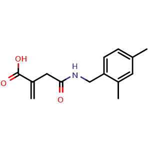 Chemical structure of 4-((2,4-Dimethylbenzyl)amino)-2-methylene-4-oxobutanoic acid , AChemBlock AD272085