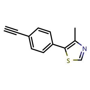 Chemical structure of 5-(4-ethynylphenyl)-4-methyl-1,3-thiazole , AChemBlock AD272087