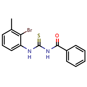Chemical structure of N-((2-bromo-3-methylphenyl)carbamothioyl)benzamide , AChemBlock AD272100