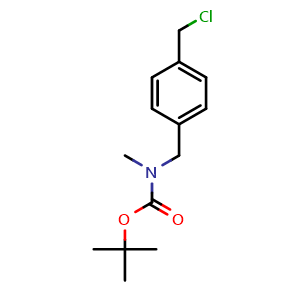 Chemical structure of tert-butyl (4-(chloromethyl)benzyl)(methyl)carbamate , AChemBlock AD272103