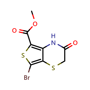 Chemical structure of methyl 7-bromo-3-oxo-2H,3H,4H-thieno[3,4-b][1,4]thiazine-5-carboxylate , AChemBlock AD272104